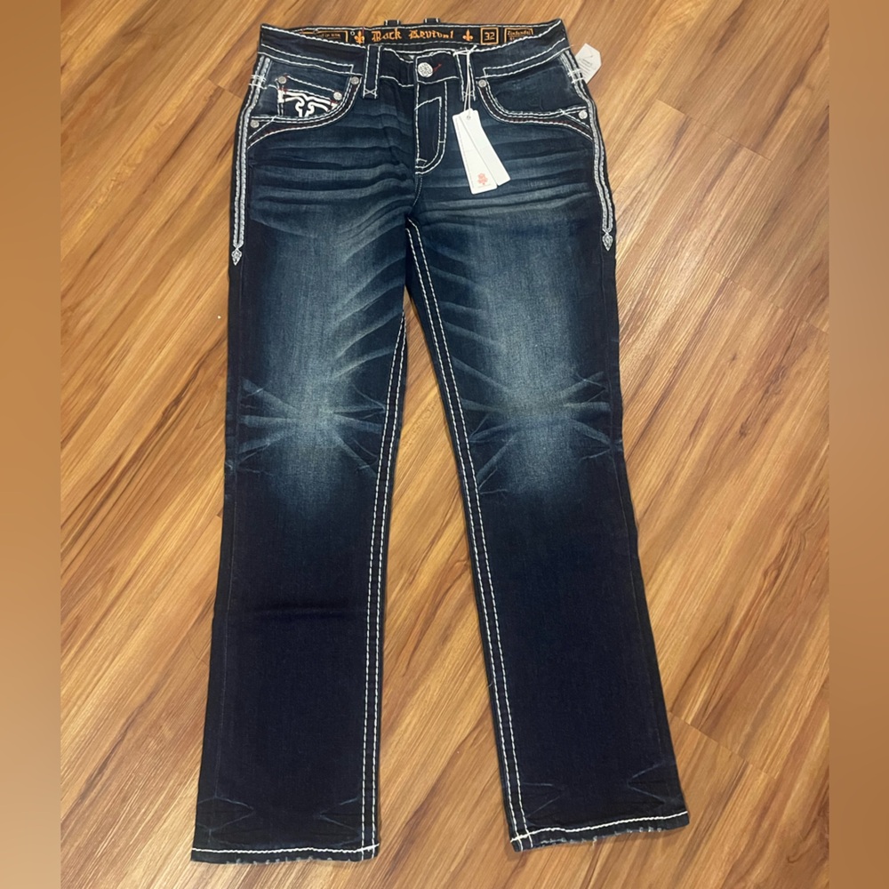 Rock Revival Dark Indigo Straight Leg Jeans